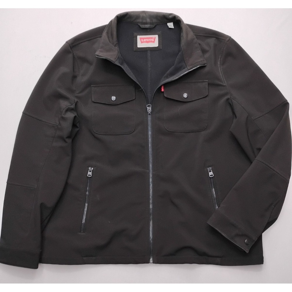Levis Men's Softshell Trucker Jacket XL Black Water Resistant